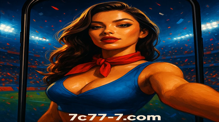 একজন স্টাইলিশ নারী ক্রীড়া-ভক্ত ট্যাটুসহ ভীড়ভরা স্টেডিয়ামে উল্লাস করছেন; তার ছবি একটি স্মার্টফোনে ক্যামেরা-ফ্রেমে বন্দী, 7C777 অ্যাপের সহায়তায় অ্যাকশনের ঠিক মাঝে থাকা গভীর অনুভূতি প্রকাশিত হয়।